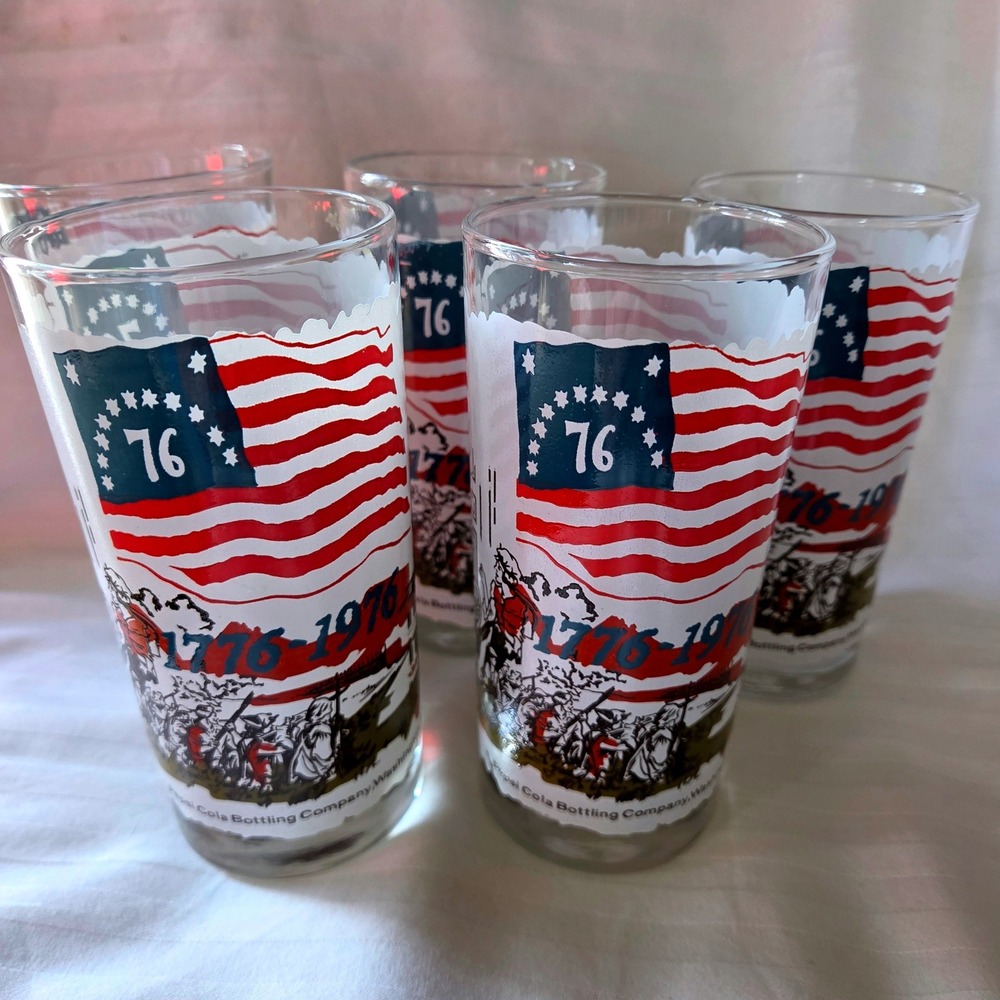 Pepsi Drinking Glasses Excellent Bicentennial 1776-1976 Commemorative Set of 5